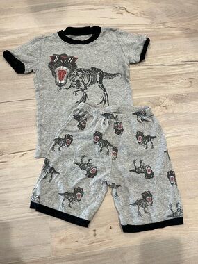 Kids Grey Dinosaur Skeleton Pajama Set Size 7